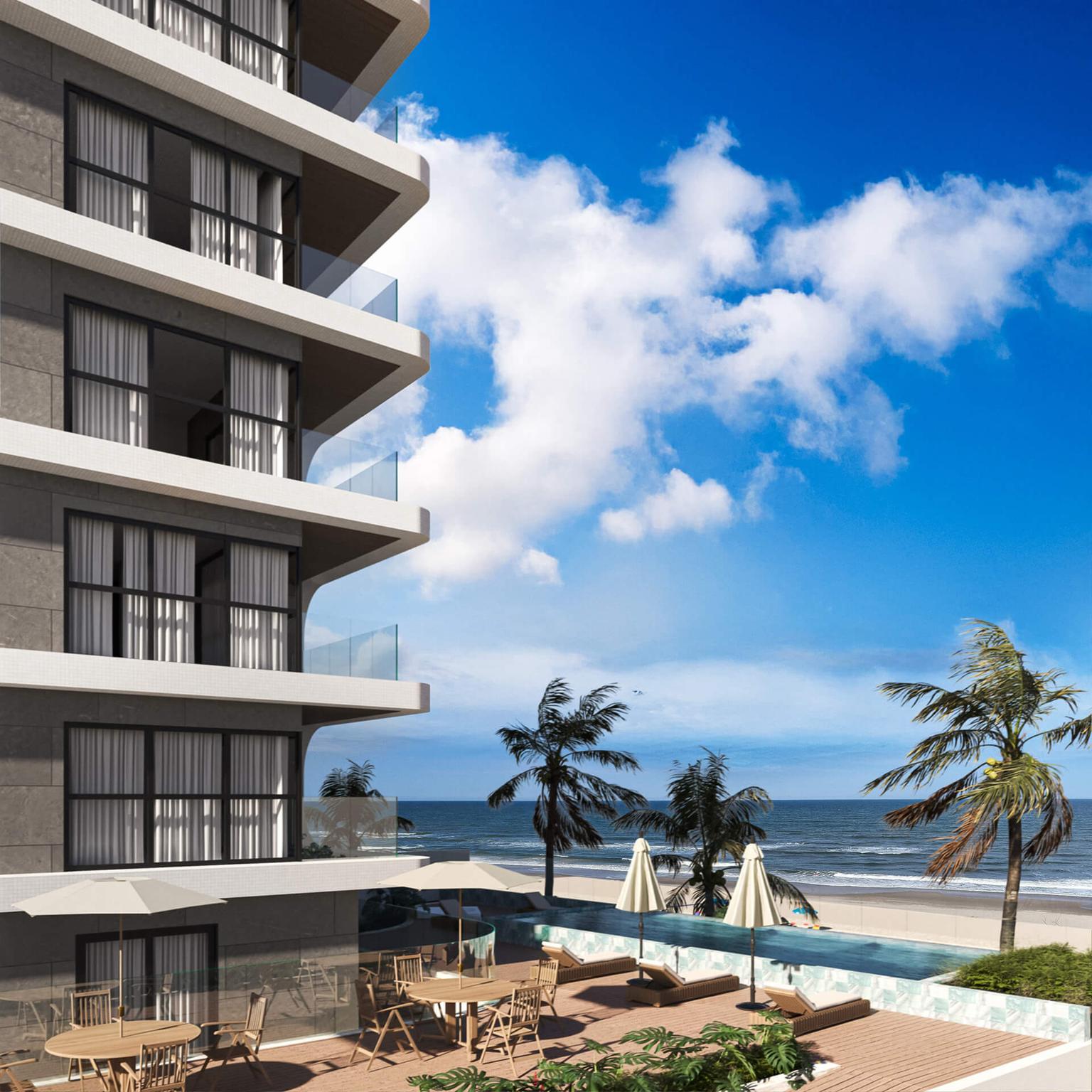 A exclusividade de viver FRENTE MAR.